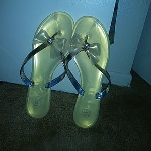Yellow summer flip flops